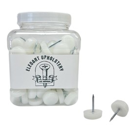 Elegent Upholstery 3/4'' Furniture Foot Leg Protectors Nail Glides White Nylon - 100 Pack