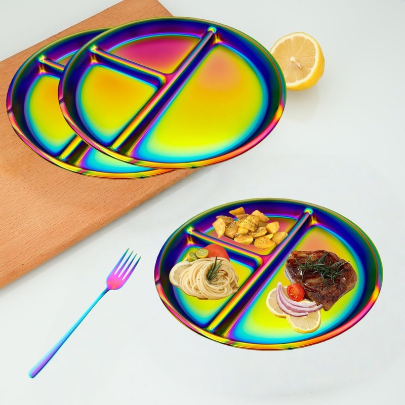 Ceiteo 12-Piece Stainless Steel Rainbow Dinnerware Set for 4