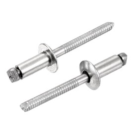 uxcell 50Pcs 1/4"x1/2" 304 Stainless Steel Dome-Head Blind Rivets, Open-End Type Blind Rivets for DIY, Sheet Metal, Automotive Repairs, Furniture, Boat, and Duct Work (Silver)