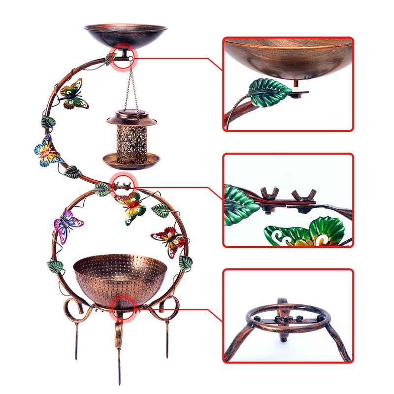 YADOOLIFE 37.8" Bird Bath and Solar Bird Feeders Combo with