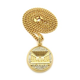NYFASHION103 Jesus' The Last Supper Medal Pendant 5mm 24" Cuban Link Chain Necklace in Gold-Tone