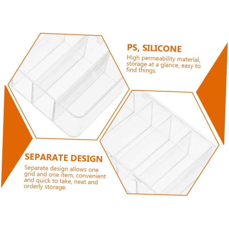 DOITOOL 1set Box Compartments and Cover Transparent Cord Organizer for