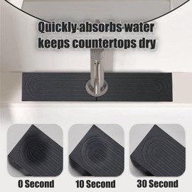 Stargaz Faucet Mat for Kitchen Sink Diatomaceous Earth Faucet Splash Guard, Stone Quick Dry Sink Splashback Drying Mat Quick Drying Water Absorbing Stone Tray For Kitchen (Grey, 15.75”×3.9”)