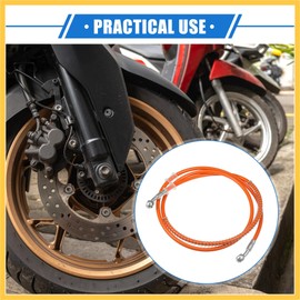 REPAIROCK Hydraulic Brake Hose Line Pipeline, 150cm 59.06" 10mm 0.39" Braided Oil Pipe with Tube Nut Universal for Motorcycle ATV Dirt Bike Go Kart Orange with Spring Auto Replacement Parts
