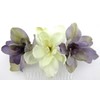 Triple Lavender and Cream White Apple Blossom Silk Hair Comb