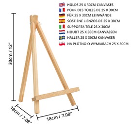 BELLE VOUS 8 Pack Wooden Tabletop Art Display Easel - 30cm/12 Inches - Small Natural Pine Wood Tripods for Displaying Canvas Paintings, Kids Arts & Crafts and Frames