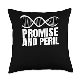 DNA Day Accessior Men & Women Gift DNA Genetics Science Life Promise and Peril Throw Pillow, 18x18, Multicolor