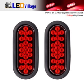 LedVillage 6" Oval Red LED Clearance Lamp Fender Marker Light Flush Mount SMD High Brightness w/Free Plug& Grommet Stop Brake Waterproof for Kenworth Trailer Truck RV Jeep Caravan12v DC [Pack of 2]