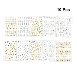 FOMIYES 3sets Foil Art Nail Decals Geometric Nail Art Stickers DIY Manicure for Women 10sheets*3 Random Style