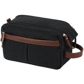 Vorspack Large Canvas Toiletry Bag for Men - Water Resistant Travel Bag for Toiletries, Bathroom Essentials, Accessories - Black