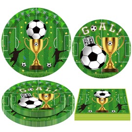 120 Pack Soccer Party Decorations Soccer Theme Birthday Supplies Soccer Party Tableware Set Sport Themed Birthday Party Supplies Includes Plates Napkins for Sports Themed Party Supplies Serves 40