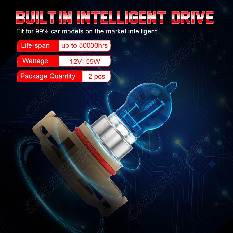 CHUSYYRAY Halogen PS24W 5202 H16 55W 5000K White Two Bulbs