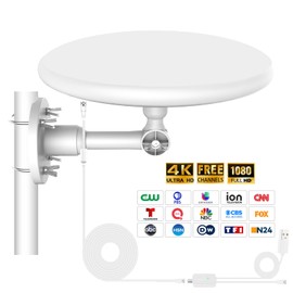 TV Antenna for Smart TV Outdoor, 720° Reception Digital HD Antenna Signal, Support 4k/8k/1080p for Free Local Channels, with Super Signal Booster, 35ft HDTV Cable.(2025 Newest) (Large White)