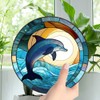 IMIKEYA 1 Set Dolphin Jumping Moon Wall Hanging Round Stained