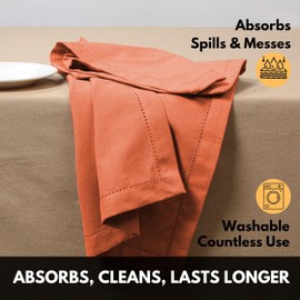 Softopia - Servilletas de algodón 100% algodón con dobladillo decorativo, juego de 12 servilletas de tela lavables para el hogar, boda, restaurante, fiesta buffet y camping, color naranja (18 x 18