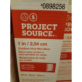 Project Source Light Filtering 1-in Cordless White Vinyl Mini Blinds 45" x 64"