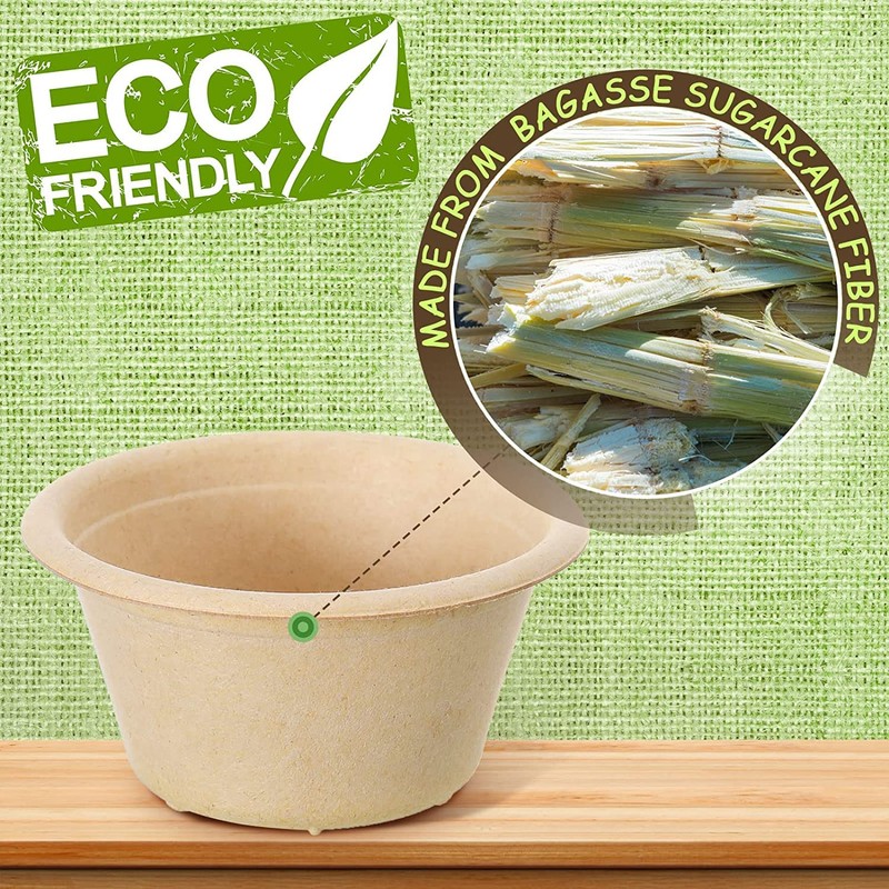 200 Natural Bagasse Fiber Cups Disposable Food Cup Sugarcane Fiber