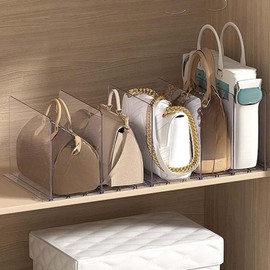 wzszytf Purse Organizer for Closet, Shelf Dividers for Closet Organization, Adjustable Clear Plastic Purse Shelf Separators Handbag Purse Storage Organizers