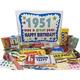 RETRO CANDY YUM ~ 1951 74th Birthday Gift Box of Nostalgic Retro Candy Mix from Childhood for 74 Year Old Man or Woman Born 1951