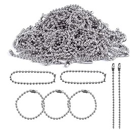 SHINIDE 200pcs Ball Chain with Connector Silver 1.5mm Ball Diameter Handmade Accessory Parts Chain