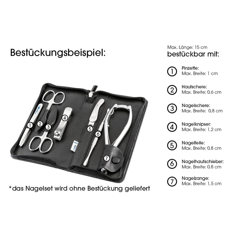 Remos Nail Case Empty Genuine Leather for Filling with 7