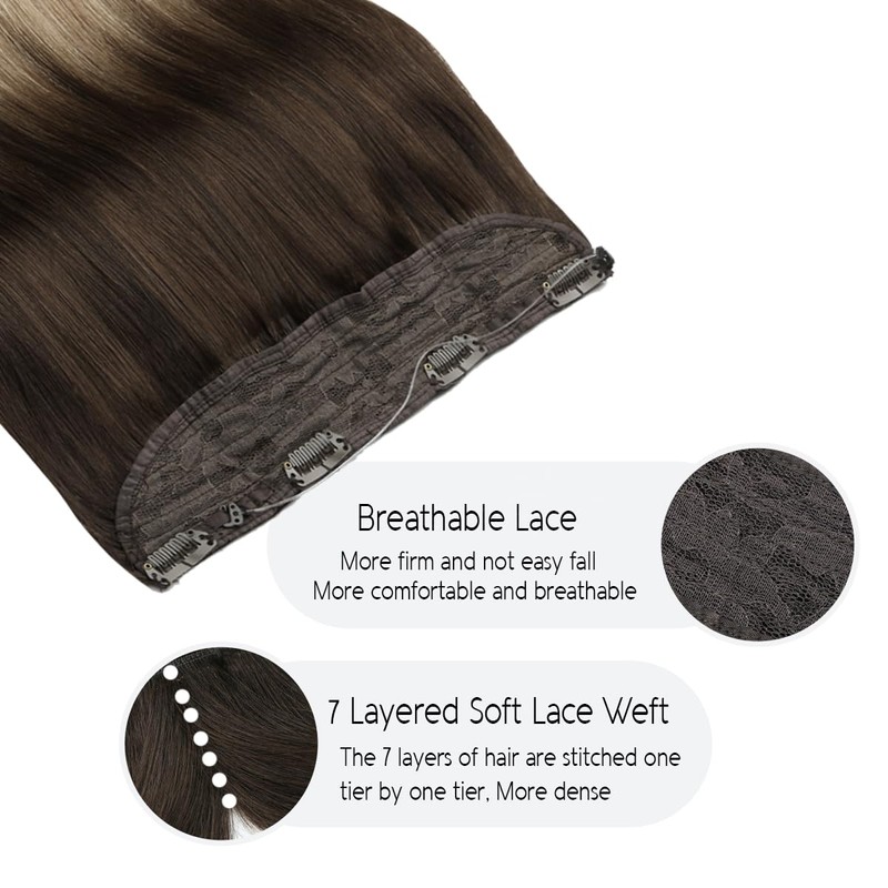 VINBAO Human Hair Extensions Wire Hair Extensions 14in 70g Ombre