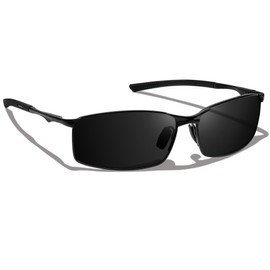 Rimerakea Men's Sunglasses, Fashion, Polarized UV400, UV Protection, Color Changes, For Fishing, Driving, [D] Black + Black