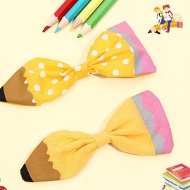 Yellow Pencil Hair Clip Back to School Hairpins for Girls Pencil Hairbows Cute Bowknot Wave point Hair Barrettes Kindergarten Girls Students Toddler Hair Accessories
