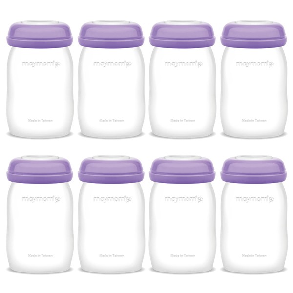 Maymom Storage Bottles Compatible with Lansinoh Pumps, Widemouth Version; Replace or Compatible with Laninoh Momma Bottles; 8 ct, 5oz