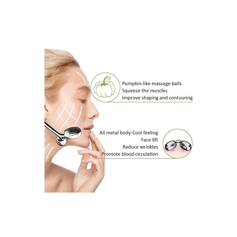 Face Roller and Gua Sha Set, Metal Face Massager Gua