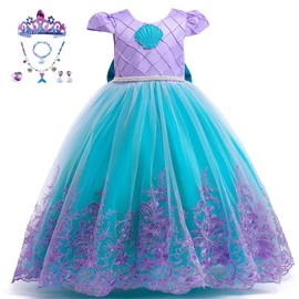 PURFEEL Girls Mermaid Princess Dress Kids Mermaid Costume Dress up for Ariel 3-4Years
