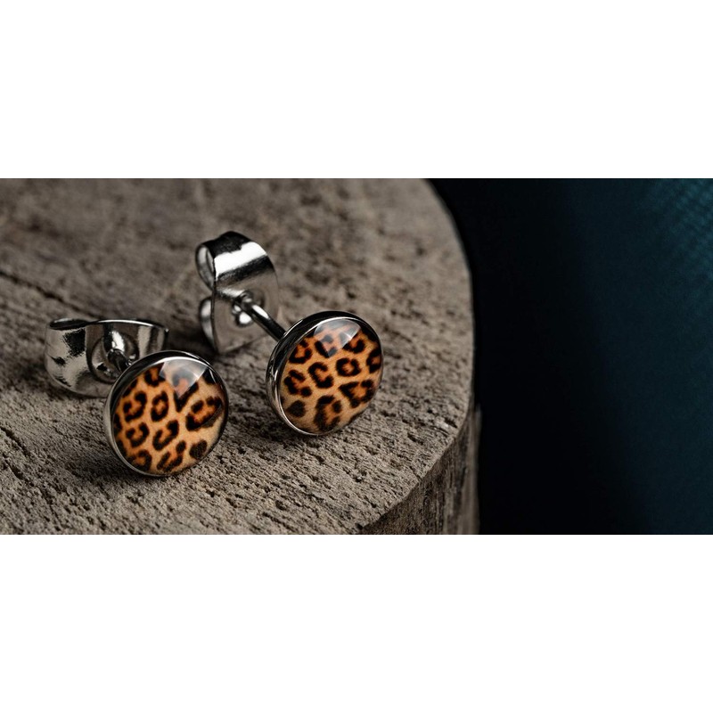 FILANGO 1 Pair of Surgical Steel Stud Earrings Leopard Choice