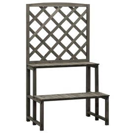 Gecheer Plant Stand with Trellis Gray 27.6" x 16.5" x 47.2" Solid Firwood SH141575A