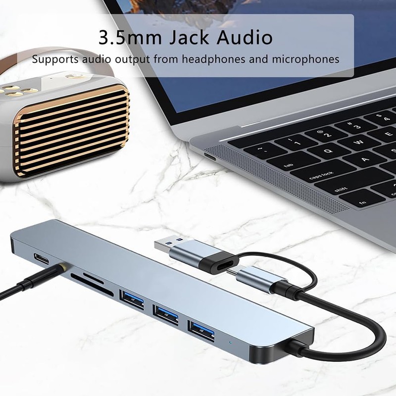 Frafuo USB C HUB-USB C Adapter 8 in 1 USB