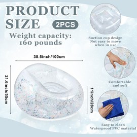 Realspring Inflatable Bean Bag Chair for Adult Bean Bag Sofa Chair Blow up Inflatable Furniture for Outdoor Living Room Bedroom Balcony Travel Party Gift Accessories(Multicolor Glitter,2 Pcs)