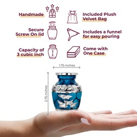 Trupoint Memorials Cremation Urns for Human Ashes - Decorative Urns, Urns for Human Ashes Female & Male, Urns for Ashes Adult Female, Funeral Urns - Dark Blue, 1 Small Keepsake