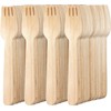 100Pcs Disposable Wooden Forks - 15.5cm Eco-Friendly Birchwood Utensils Biodegradable