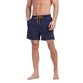 Ougelebo Mens Swimming Shorts Swim Trunks 2 in 1 Quick Dry Swim Shorts Men with Compression Waterproof Swimming Trunks with Zip Pockets Dark Blue XL