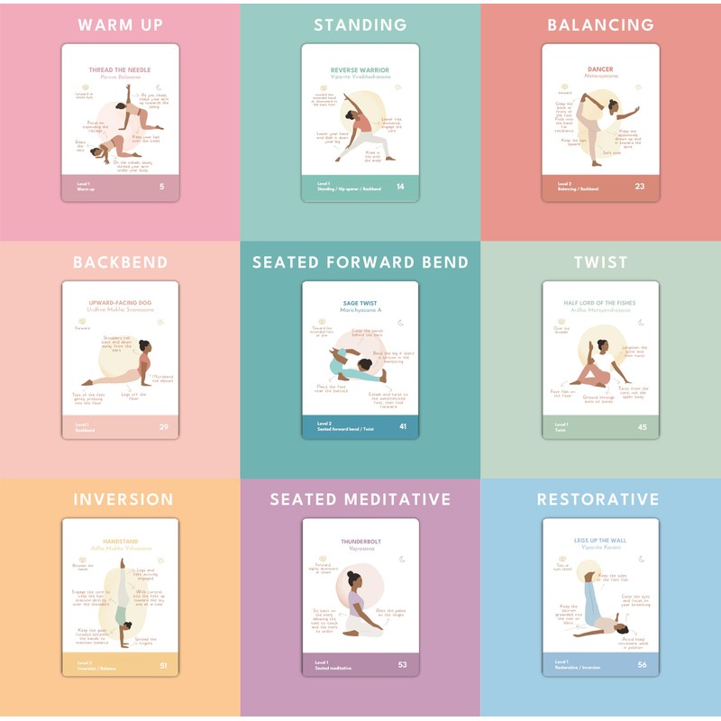 Holistic Atelier Yoga Asanas Card Deck with 70 Cards with