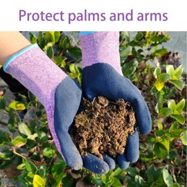KANGLONGDA 7 Pairs Women Gardening Gloves, EN388 2131X Outdoor Protective Work Gloves with Breathable Micro-Foam Coating for Gardening, General Purpose, Courtyard, 3 Purple + 3Blue +1 Grey