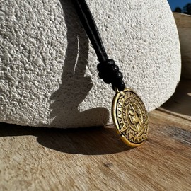 Gold St Christopher Necklace - Mens Saint Pendant Travelers, Gift Religious Jewelry, Protection Medal, Men Silver Medallion, Women Gift to Husband, Best Friend Present, Catholic Charm (Gold)