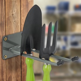 Relaxdays Wall Hook, 24 cm Long, Double Hook Wall, Tool Holder Garage, Workshop & Basement, Broom Holder Steel, Anthracite