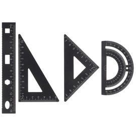 rosenice Aluminum Triangle Scale Ruler Set of 2 Triangular Protractor and Linear Ruler Math Tools for Students Draftsman Engineer