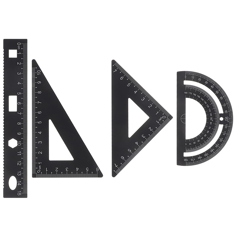 rosenice Aluminum Triangle Scale Ruler Set of 2 Triangular Protractor