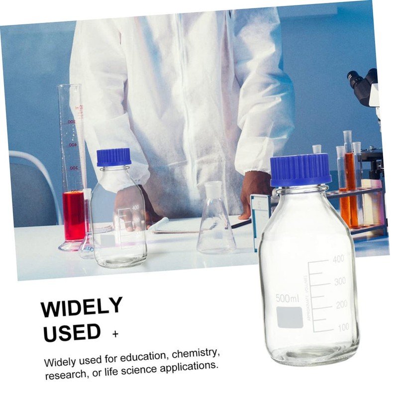 Ciieeo 2pcs Sealing Chemical Reagent Bottle with Calibration Transparent Round