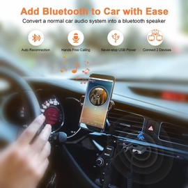 Bluetooth 5.1 to Aux Adapter for Car USB Bluetooth to 3.5mm Auxiliary Jack kit Audio Receiver,Built-in Microphone,for car Speakers and Home Audio,Supports Hands-Free Calls,Voice Navigation,Music.
