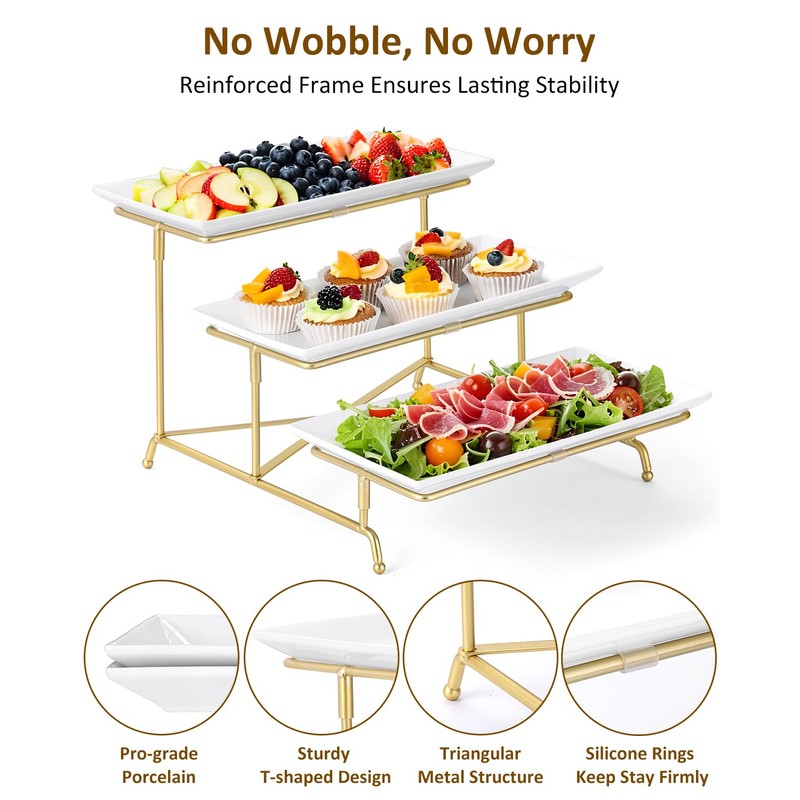Yedio 3 Tier Serving Tray Set Porcelain Tiered Serving Platters,