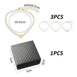 KRYMSON 3 Color Small Love Bracelet with 1 Black Box, Women's Silver Bracelet, Heart Shaped Bracelet, 925 Silver Women's Bracelet, Metal Bracelet. (Gold, Silver, Rose Gold)