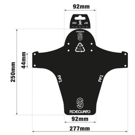 RideGuard PF1 Jungle Ash. Front MTB Mudguard Mountain Bike Fender. Fits 24”, 26”, 27.5”, 29”, Plus Size and Fat Bikes. UK Made 100% Recycled Plastic Waste 100% Recyclable.