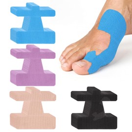 40 Pezzi Tape Alluce Valgo, Cerotto Alluce, Tape Kinesiologico Piede, Kinesio - Pretagliato 4 Colori per Scarpe, Sport, Viaggio, Donna Uomo